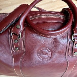 Cenzo Duffel Bag - Burgundy Italian Leather Weekend Bag